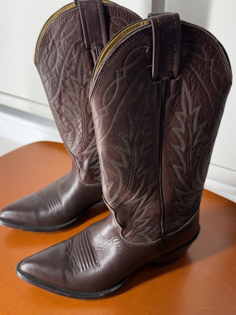 Nocona Brown Genuine Leather Womens Cowboy Boots Size 4.5